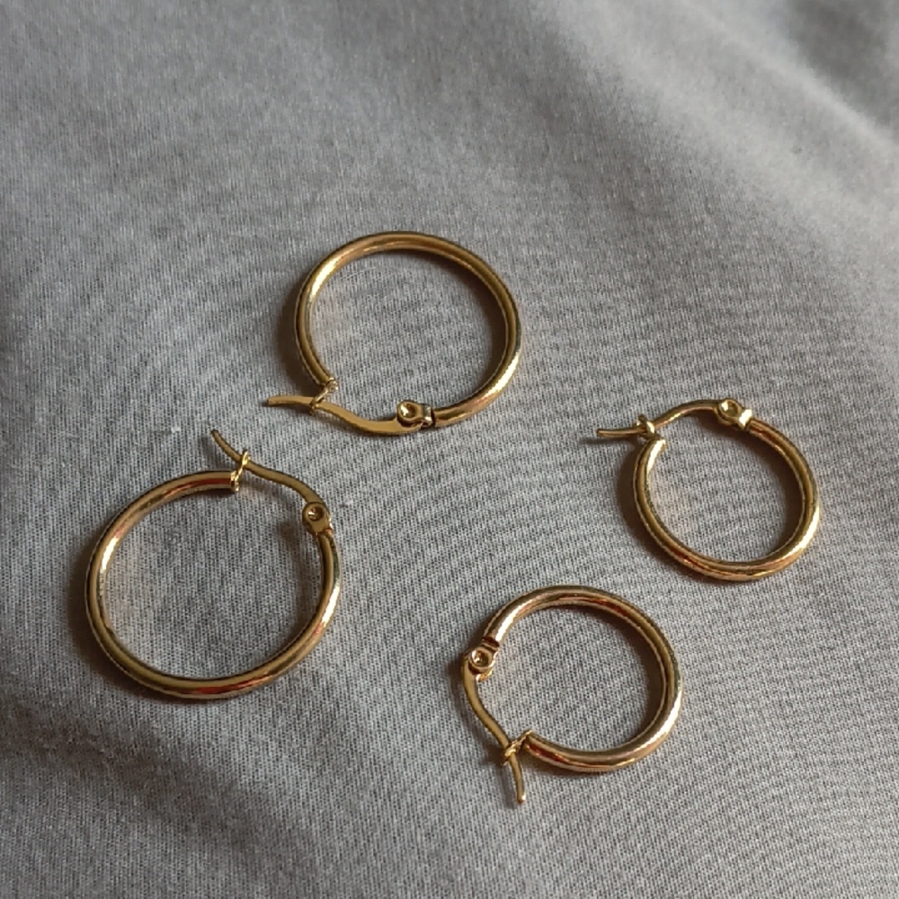 Polished Gold Mini Hoop Earrings - Women Jewelry